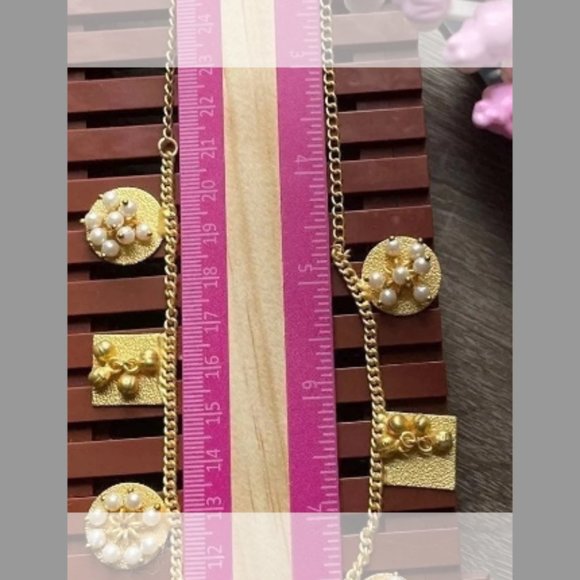 SOLD ON MERCARI2piece Alya Pearls Drop square gold earrings and necklace - Picture 7 of 7